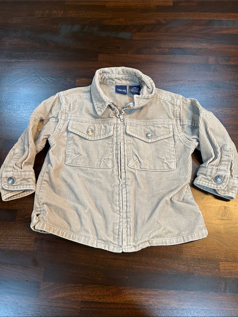 Cherokee Kids Beige Corduroy Zip Jacket
